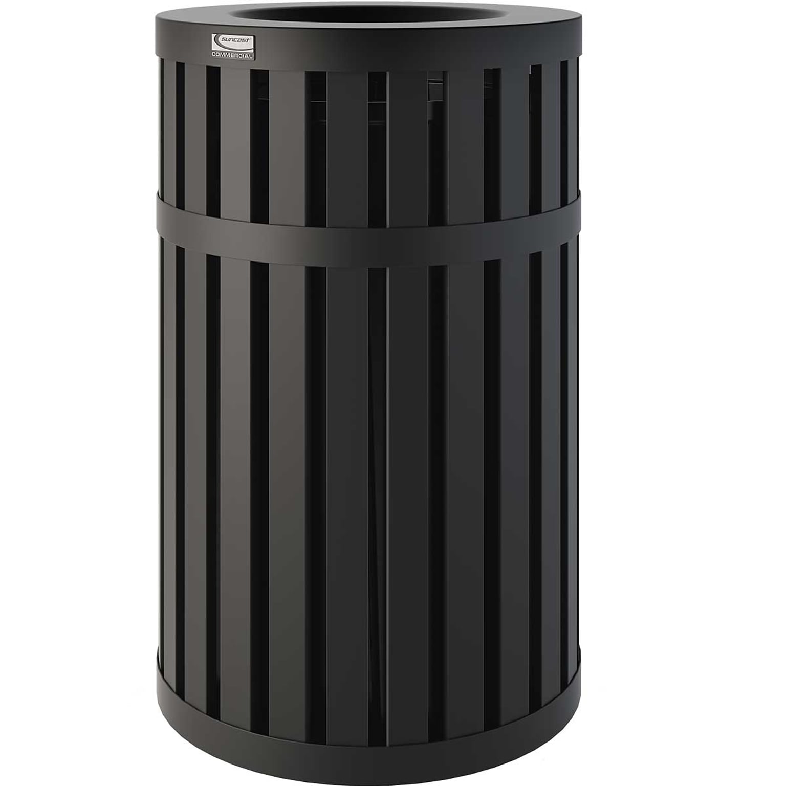 Suncast Commercial Steel Trash Can, 45 Gallon, Black (MTCRND4500)