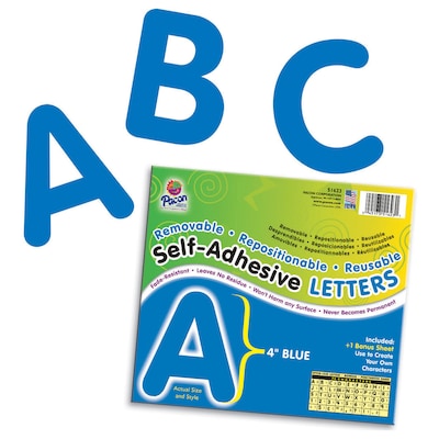 Pacon Self-Adhesive Letters, 4, Blue, 78/Pack (PAC51623)