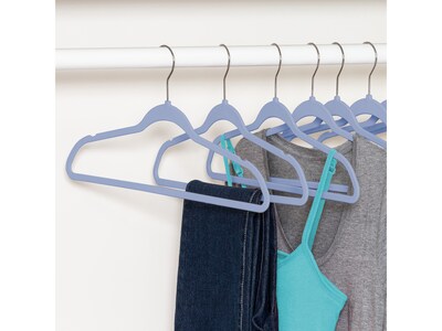 Honey-Can-Do Metal Slim-Profile Nonslip Velvet Hanger, Cobalt, 25/Pack (HNG-09736)