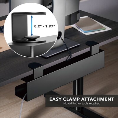 Mount-It! Clamp-on Under Desk Cable Management Tray, Holds up to 11 lbs., Matte Black (MI-7286BLK)