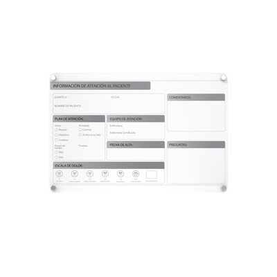 Ghent Changeable Patient Room Glass Dry-Erase Whiteboard, 18"H x 24"W, Vertical Orientation (GRPHMYRNFM11P-18-12H)