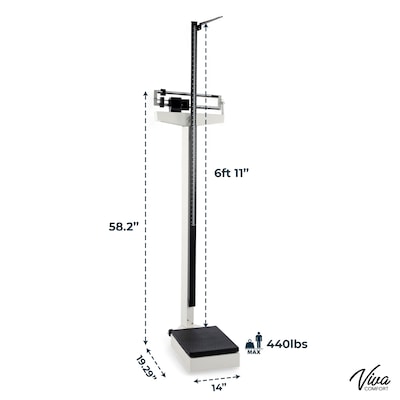 Viva Comfort ME904 Mechanical Physician Weight & Height Scale, White, 440 lbs. Capacity (ADIME904-02-MK)