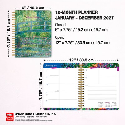 2027 BrownTrout Claude Monet 6.5" x 7.8" Calendar Year Weekly Standard Planner, Multicolor (9798330709335)