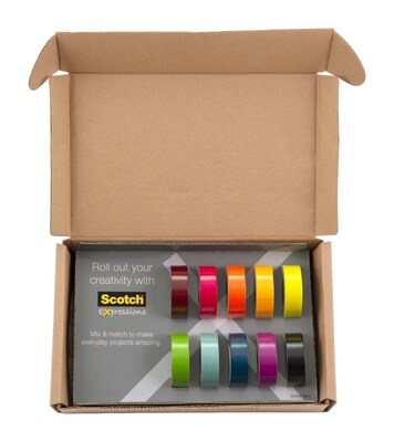 Scotch Expressions Washi Tape, .59 in x 393 in yds., Assorted Colors, 10 Rolls/Pack (C317-10-SIOC)
