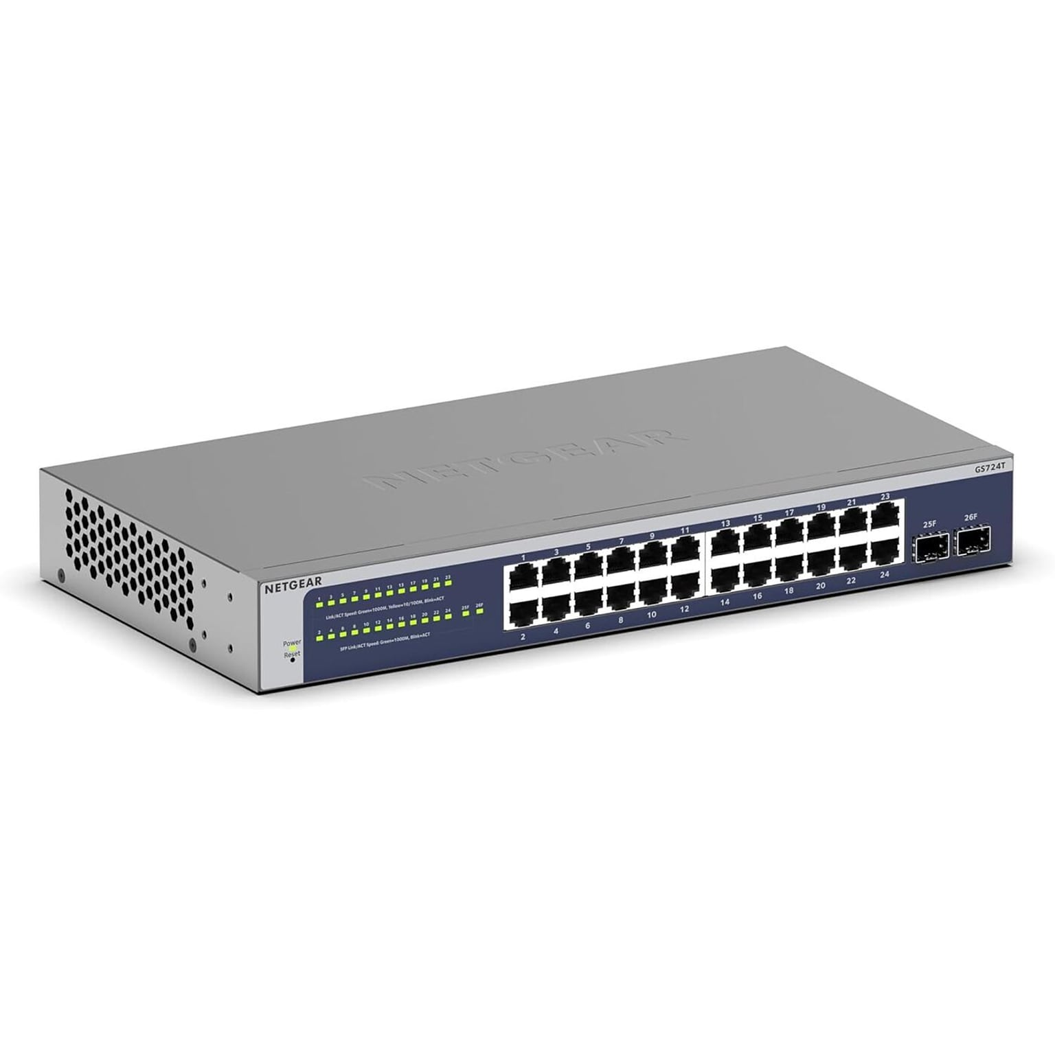 Netgear 24 Ports Gigabit Ethernet, Silver (GS724T-600NAS)