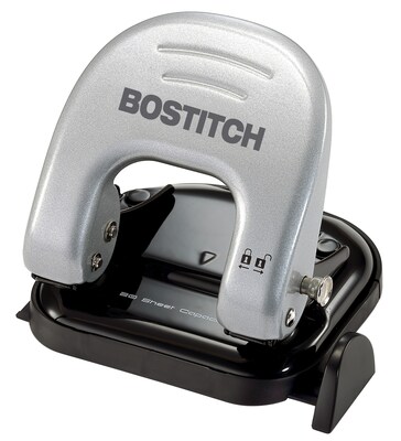 Bostitch EZ Squeeze 2-Hole Punch, 20 Sheet Capacity, Silver (2310)