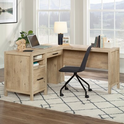 Sauder Pacific View 58"W L-Shaped Computer Desk, Prime Oak (433562)