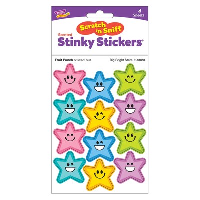 Trend Enterprises Big Bright Stars Fruit Punch Scent Scratch 'n Sniff Stinky Stickers, Multicolored, 48/Pack, 6/Packs/Bundle