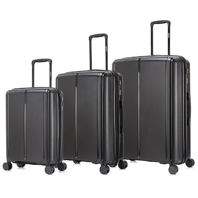 DUKAP Airley 3-Piece Hardside Spinner Luggage Set, TSA Checkpoint Friendly, Black (DKAIRSML-BLK)