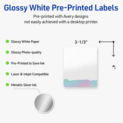 Avery Laser/Inkjet Rectangle Multipurpose Labels, 4 x 3-1/3, White, 80/Pack (S00-F3Q)