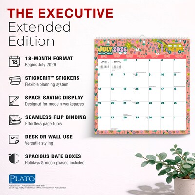 2026-2027 Plato Good Vibes 12" x 12" Academic Monthly Wall Calendar (9798330709212)