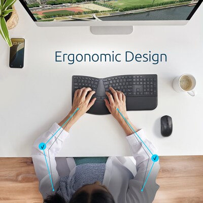 Kensington Pro Fit Ergo KB680 Wireless Ergonomic Keyboard, Black (K72485NA)