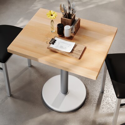 Flash Furniture Bennett Wooden Commercial Indoor Table, 30" x 24", Natural Top/Silver Base (GSF2430NTTR18S)