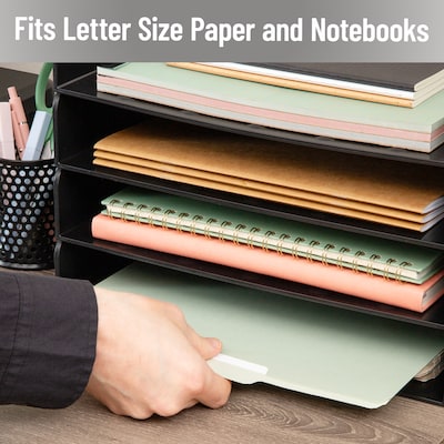 Mind Reader 4-Compartment Stackable Plastic Desk Tray, Black (DANSTACK4-BLK)