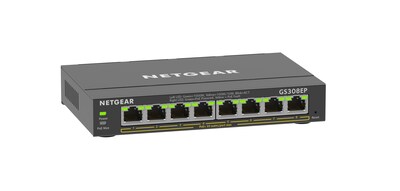 Netgear 300 Series 8-Port Gigabit PoE Unmanaged Switch, 128 MB/s, Black (GS308EP-100NAS)