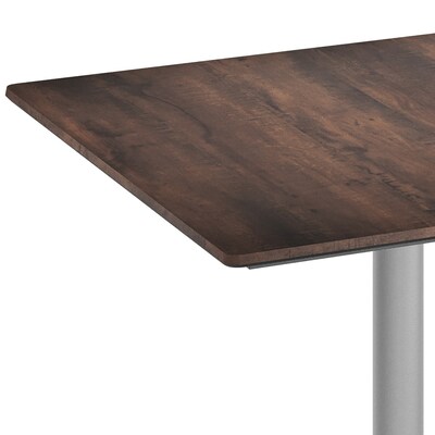 Flash Furniture Acadia Square Wooden Dining Table with X-Base, 36"D x 36"W, Dark Brown/Silver Base (STSQ36WBRT3030S)