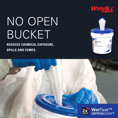 WypAll CriticalClean WetTask Fabric Cleaning Wipers, 12.5" x 12", White, 140 Sheets/Roll, 6/Carton (06411)