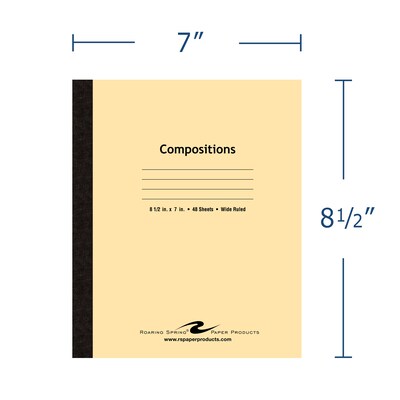 Roaring Spring Paper Products 1-Subject Composition Notebooks, 7" x 8.5", Wide Ruled, 48 Sheets, Brown (77308)