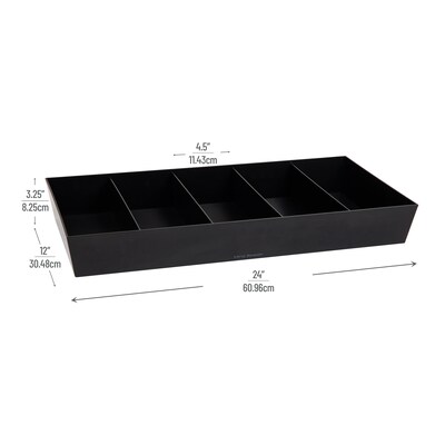 Mind Reader Plastic Snack Tray Countertop Organizer Condiment Holder, Black (SNACKORGT-BLK)