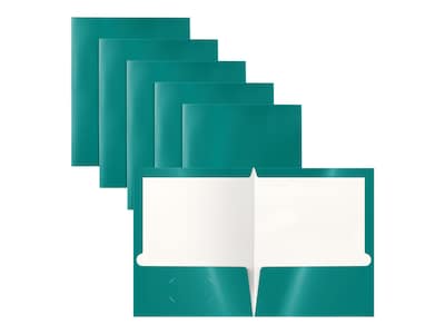 Better Office Glossy 2-Pocket Portfolio Folder, Teal, 25/Pack (80171-25PK)