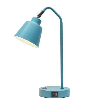 Simple Designs Sleek Essentials LED Desk Lamp, 16, with USB Ports, Cyan Blue (LD1071-CYN)