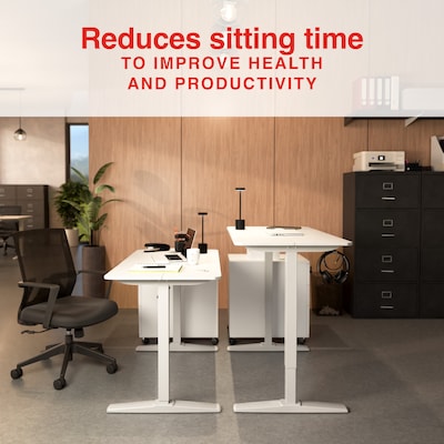 Staples 48"W Electric Rectangular Adjustable Standing Desk, White (ST63148)