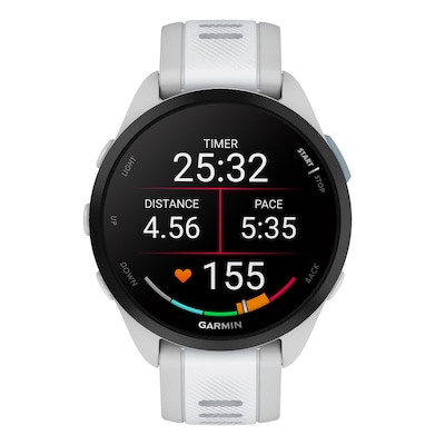 Garmin Forerunner 165 Smartwatch, GPS, 43mm, Mist Gray & Whitestone Silicone Band (010-02863-21)