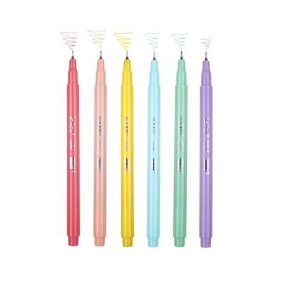 Marvy Uchida LePen Felt Pen, Micro Fine Point, 0.3mm, Assorted Pastel Inks, 6 Pens/Pack, 2 Packs/Bundle (UCH43006P-2)