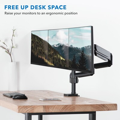 Mount-It! Adjustable Triple Monitor Mount with Gas Spring Arms, Up to 27, Black (MI-4753B)