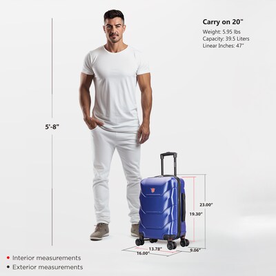 DUKAP Zonix 20 Hardside Carry-On Suitcase, 4-Wheeled Spinner, TSA Checkpoint Friendly, Blue (DKZON00S-BLU)