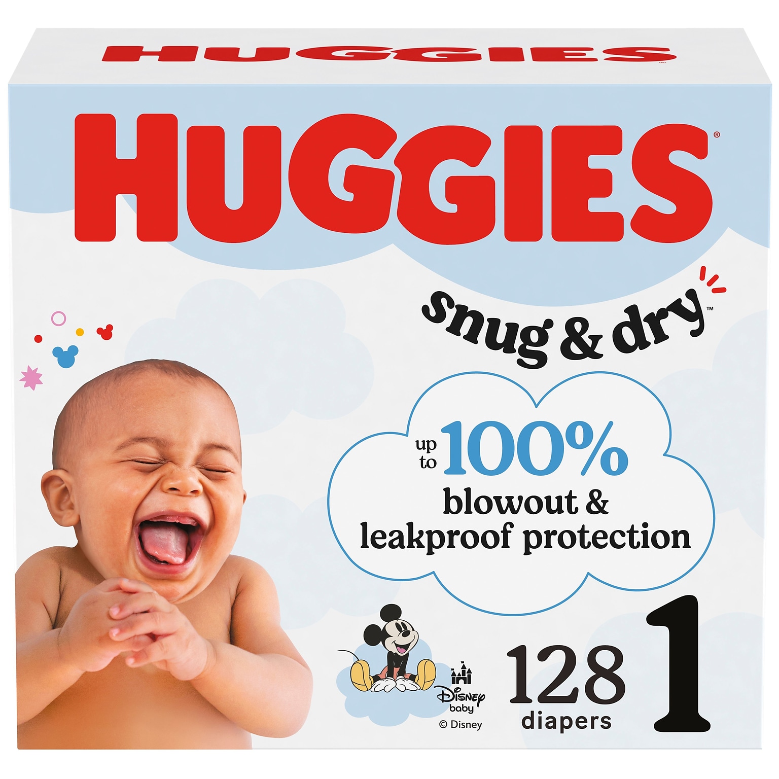 Huggies Snug & Dry Baby Diapers, Size 1, 128/Carton (54645/56432)