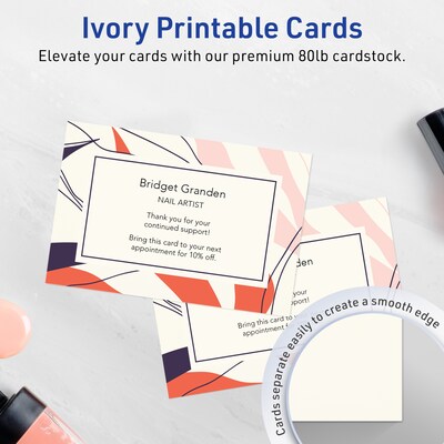 Avery Matte General Use Blank Cards, Ivory, 20/Pack (95344)