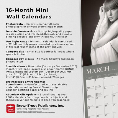 2026 BrownTrout Taylor Swift 7" x 7" Monthly Wall Calendar (9798330707706)