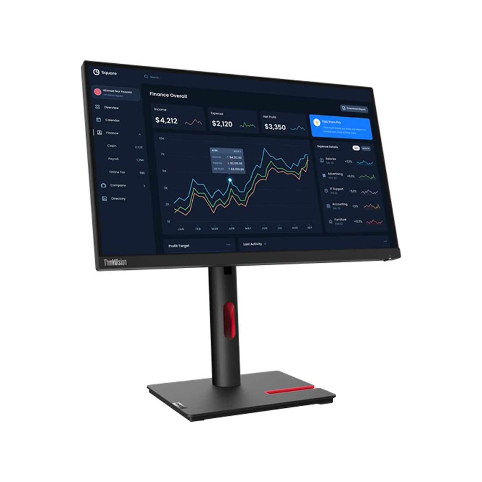 Lenovo ThinkVision T23i-30 23 60 Hz LED Monitor, Black (63B2MAR6US)