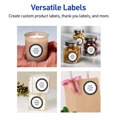 Avery Laser/Inkjet Circle Multipurpose Labels, 2" Dia., White, 120/Pack (S00-D26)