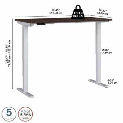 Bush Business Furniture Move 40 Series 60"W Electric Height Adjustable Standing Desk, Black Walnut/Cool Gray (M4S6030BWSK)