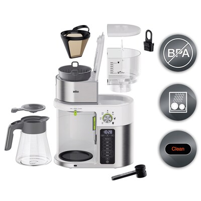 Braun MultiServe 10-Cup Automatic Drip Coffee Maker, White (KF9150WH)