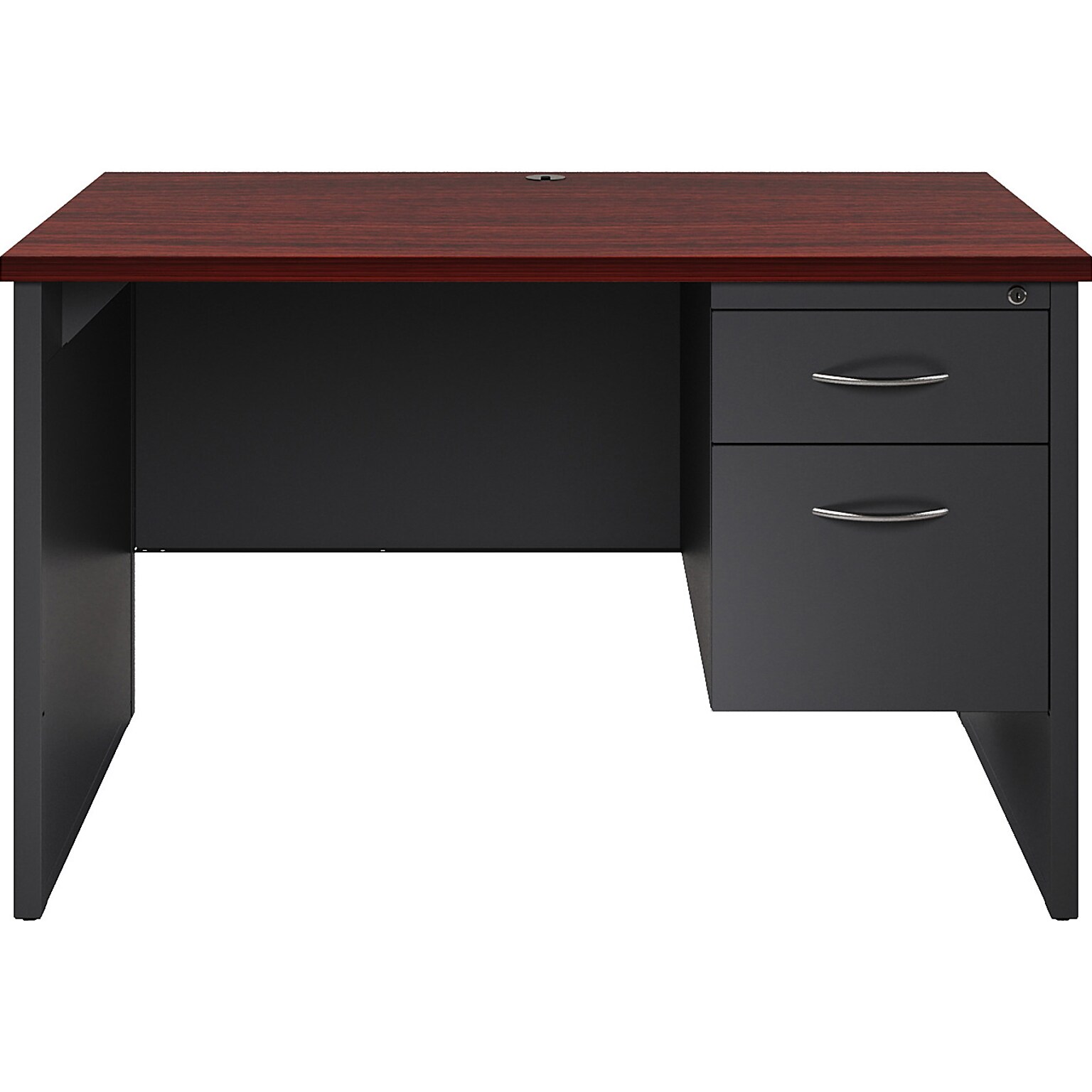 Hirsh 48W Single-Pedestal Computer Desk, Charcoal/Mahogany (20540)