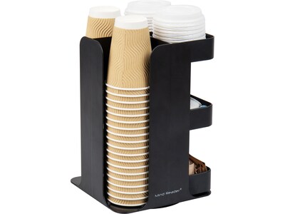 Mind Reader Plastic 8-Compartment Cup and Condiment Carousel Countertop Organizer, Black (CUPOSPIN-B