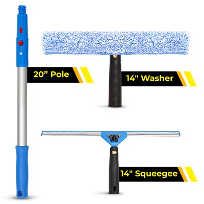 Gritt Commercial Pro Window Washing Kit with 14 Squeegee, 14 Washer and 20 Pole (GRI138)