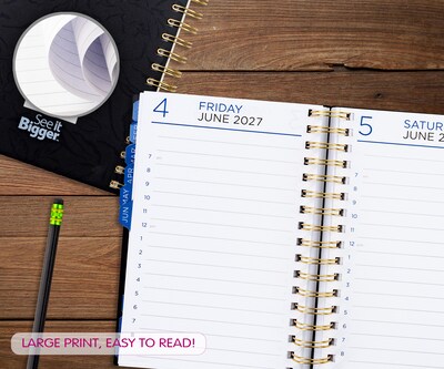2026-2027 Overland Travelware 1.25" x 7" Calendar Year Daily Standard Planner, Paperboard Cover, Black Floral (90698)