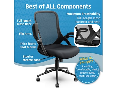 Click365 Ergonomic Fabric/Mesh Swivel Task Chair, Black (CCHR10003A)