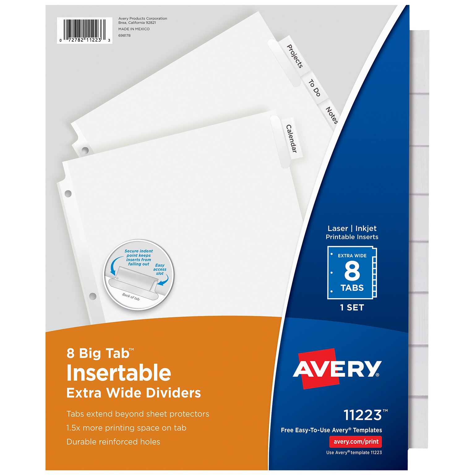 Avery Big Tab Extra-Wide Insertable Paper Divider, 8 Tabs, Clear (11223)