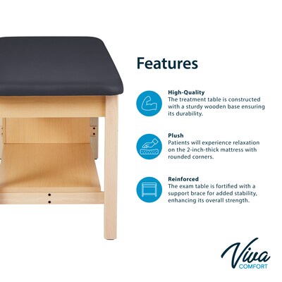 Aristo Wood H-Brace Physician Exam Table with Shelf, Cabinet, Paper Cutter, and Holder, 500lbs. Capacity, Black