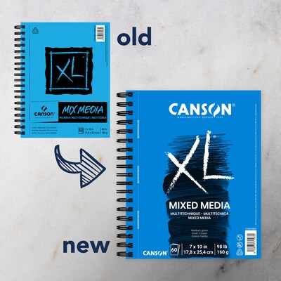 Canson XL Series 7" x 10" Wire Bound Mixed Media Sketch Pad, 60 Sheets/Pad, 2/Bundle (MCXC10051092606-2)