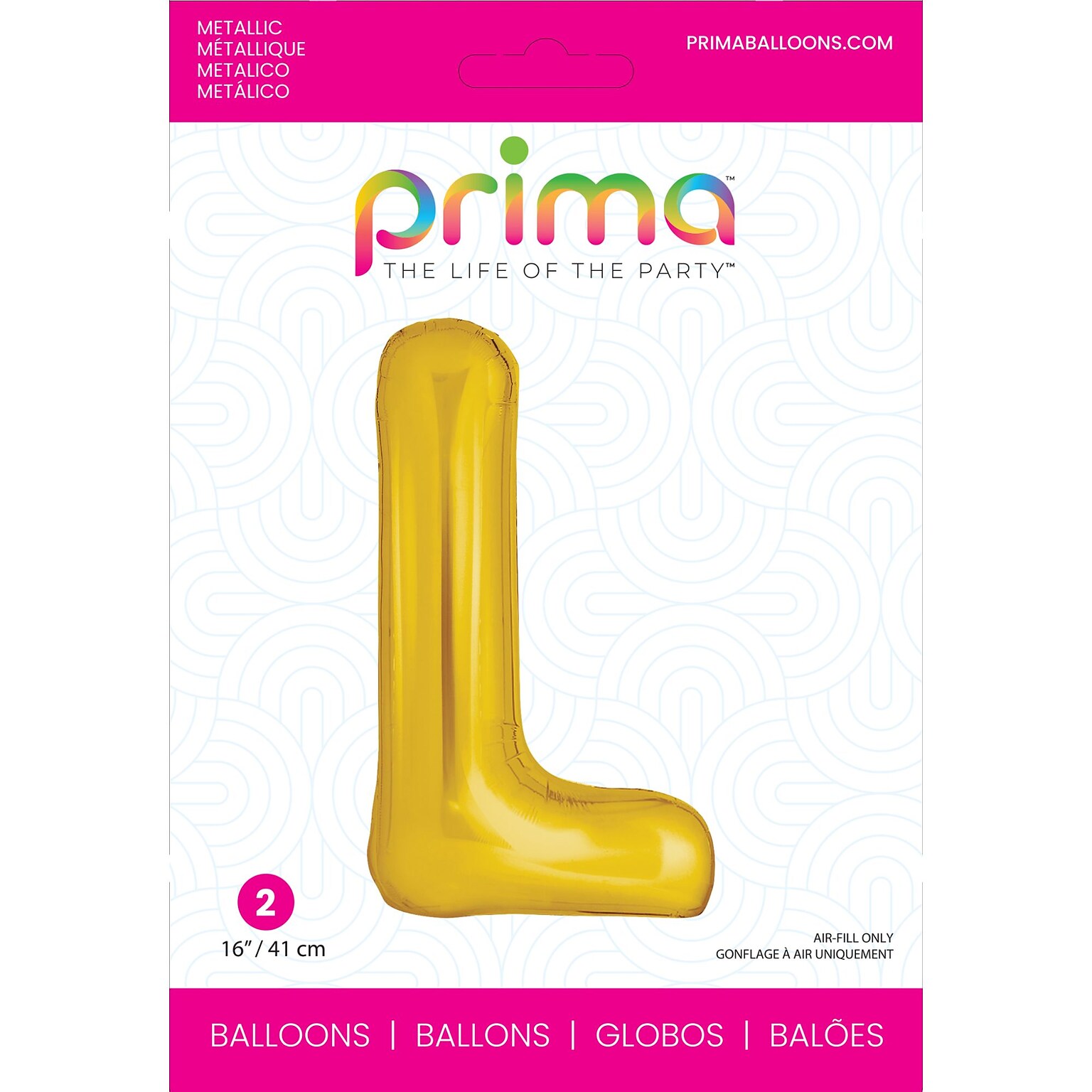 Party City (Air-Filled) 16 L Foil Balloon, Gold, 2/Pack (AM60050225-19)