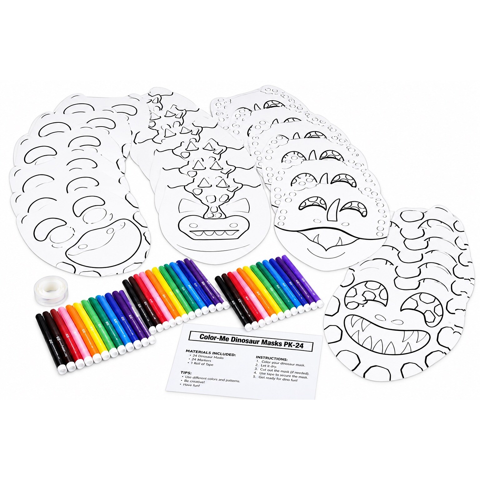 S&S Color Me Dinosaur Masks Craft Kit, 24/Pack (GP1822)