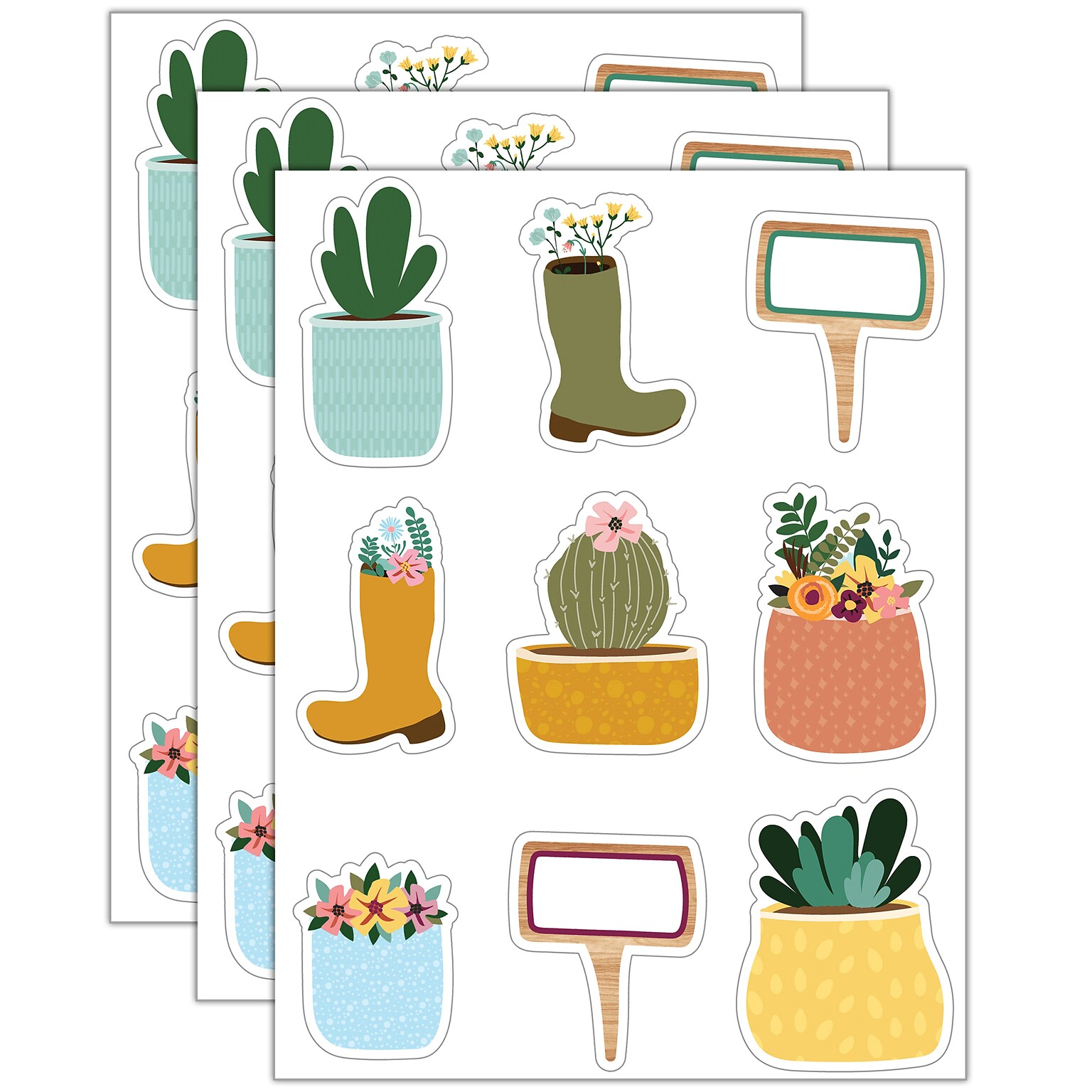Carson Dellosa Education Grow Together Boots, Pots, and Garden Signs Cut-Outs, 36/Pack, 3 Packs/Bundle (CD-120643-3)