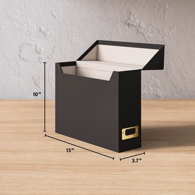 Smead 40% Recycled Fabric/Canvas File Box Attached Flip Top, 13 x 10, Charcoal (70233)
