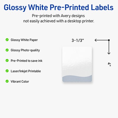 Avery Laser/Inkjet Rectangle Multipurpose Labels, 4 x 3-1/3, White, 40/Pack (S00-ETY)